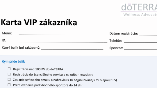 Karta VIP zákazníka